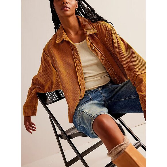 FREE PEOPLE Full Moon Cord Top / Bronze - Picture 1 of 13